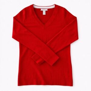 Merino Wool Banana Republic Red V-Neck Sweater Sz M